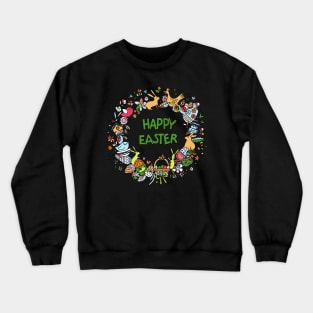 Easter Eggs Bunnies Hunting Happy Easter Crewneck Sweatshirt